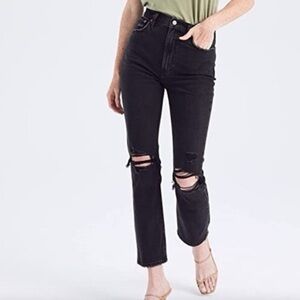 Abercrombie & Fitch Ultra High-Rise Ankle Straight Jeans in Black Size 12